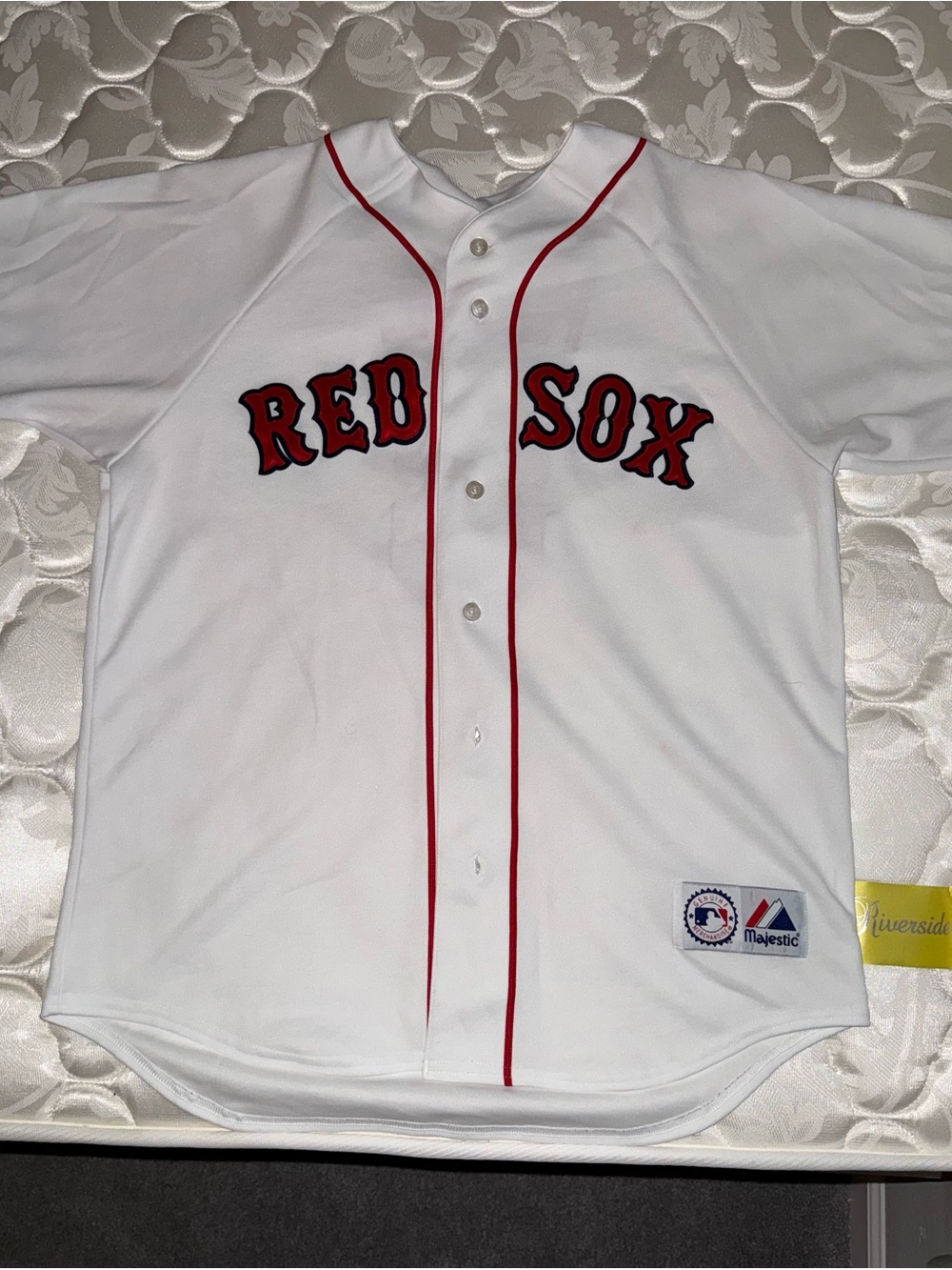 Majestic White Red Boston Red Sox Button Front Jersey